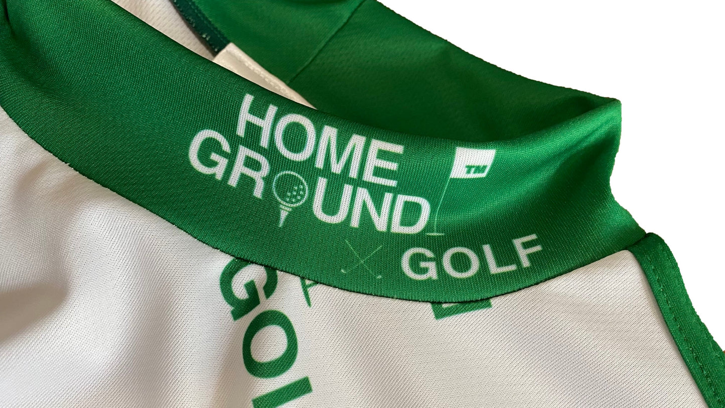 HOME GROUND STORE× Golf 2024 ハイネック半袖Tシャツ ・ホワイト×グリーンライン/G001