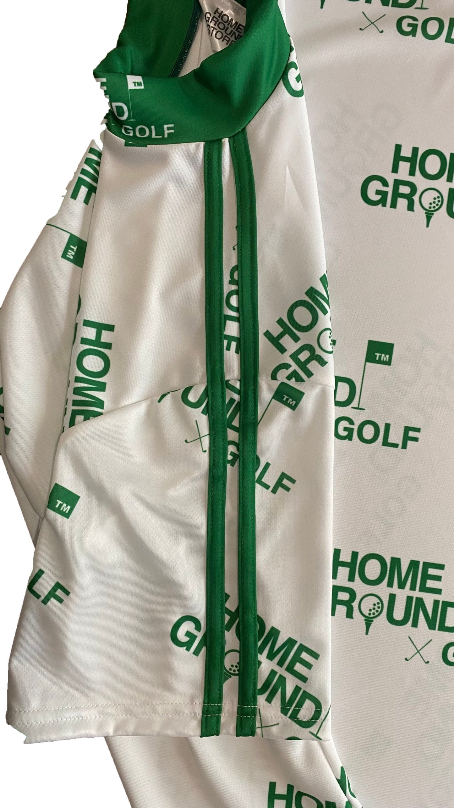 HOME GROUND STORE× Golf 2024 ハイネック半袖Tシャツ ・ホワイト×グリーンライン/G001