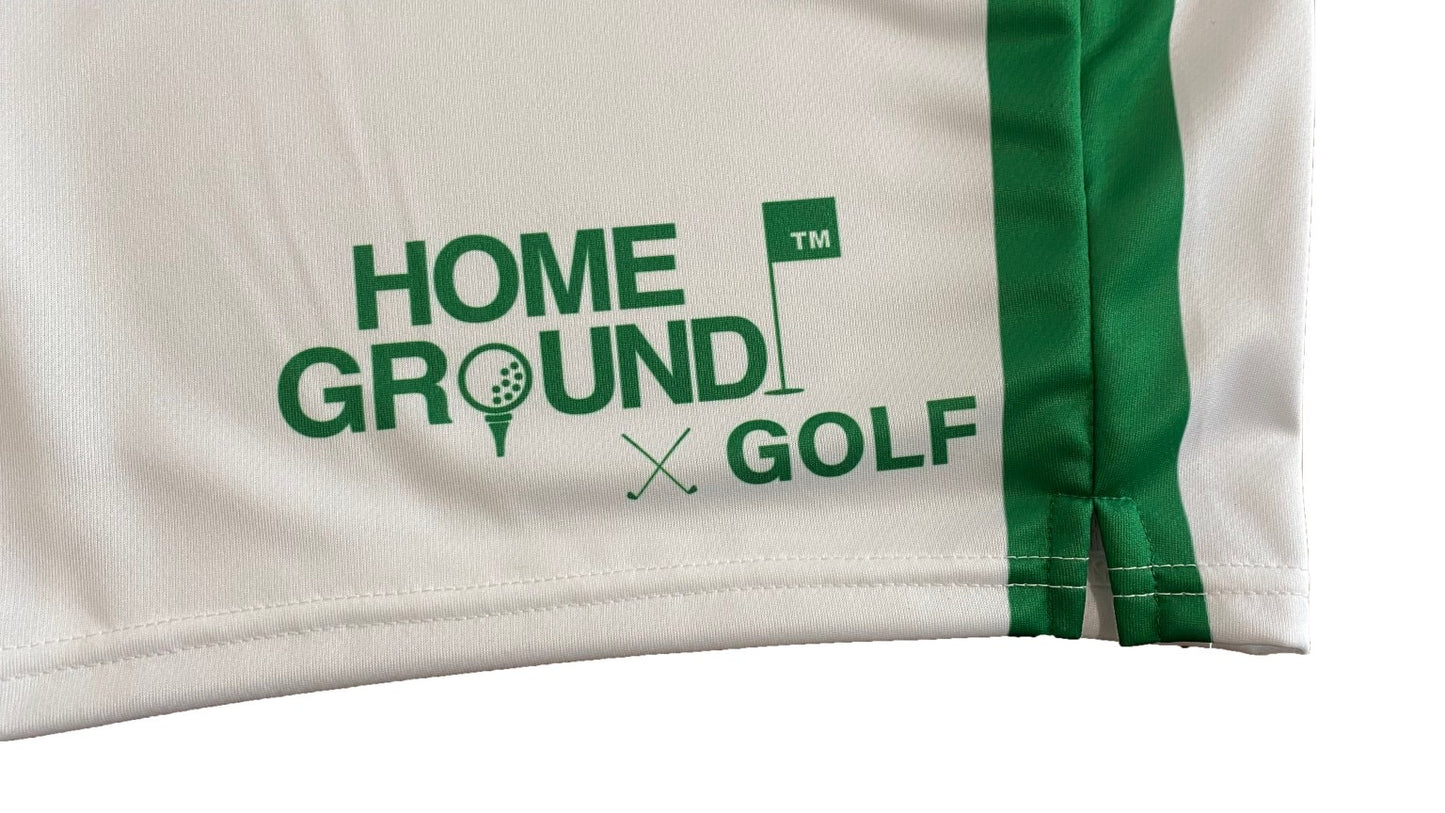 HOME GROUND STORE× Golf 2024 ハーフパンツ・ホワイト×グリーンライン/hgs G002